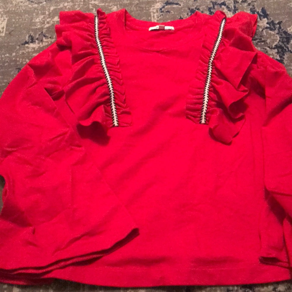 Ruffle front pullover